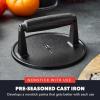 imageGreenPan x Bobby Flay Smash Burger Press 65quot Cast Iron Round Grill Press Smashed Burgers HeavyDuty Wood Handle Cookouts ampamp BBQ Tool for Juicy ampamp Crispy Hamburgers Bacon Sandwich Flat Top Griddle