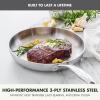 imageGreenPan Valencia TriPly Stainless Steel 10quot Frying Pan Induction Ready Skillet Mirror Finish Dishwasher Safe ampamp OvenBroiler Safe to 600F Compatible with All Cooktops SilverStainless Steel