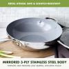 imageGreenPan Valencia TriPly Stainless Steel 12quot Wok Pan with Lid Induction Ready Skillet Mirror Finish Dishwasher Safe ampamp OvenBroiler Safe to 600F Compatible with All Cooktops SilverCoated Stainless Steel