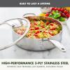 imageGreenPan Valencia TriPly Stainless Steel 5QT Saute Pan with Lid Induction Ready Mirror Finish Dishwasher Safe ampamp OvenBroiler Safe to 600F Compatible with All Cooktops SilverStainless Steel