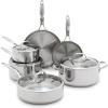 imageGreenPan Valencia Pro Stainless Steel 10 Piece Cookware Pots and Pans Set Induction Suitable Mirrored TriPly Ceramic Nonstick PFASFree Coating Multi Clad Dishwasher Oven ampamp Broiler SafeCoated Stainless Steel