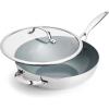 imageGreenPan Valencia TriPly Stainless Steel 12quot Wok Pan with Lid Induction Ready Skillet Mirror Finish Dishwasher Safe ampamp OvenBroiler Safe to 600F Compatible with All Cooktops SilverCoated Stainless Steel