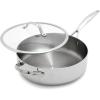 imageGreenPan Valencia TriPly Stainless Steel 5QT Saute Pan with Lid Induction Ready Mirror Finish Dishwasher Safe ampamp OvenBroiler Safe to 600F Compatible with All Cooktops SilverStainless Steel