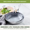 imageGreenPan Valencia TriPly Stainless Steel 3 Piece Frying Pan Set 8quot 95quot ampamp 11quot Skillets Induction Ready Mirror Finish Dishwasher ampamp OvenBroiler Safe to 600F Compatible with All Cooktops SilverCoated Stainless Steel
