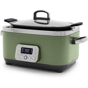 imageGreenPan Elite 14in1 Nonstick 6QT Electric Slow Cooker PFASFree Ceramic MultiCooker InPot Browning Dishwasher Safe Lid ampamp Removable Crock Stainless Steel Steamer Silicone Handles Sage Green