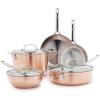 imageGreenPan x Bobby Flay 8 Piece Copper Clad Pots ampamp Pans Induction Ready Cookware Measurement Markings Stainless Steel Base ampamp Interior Oven Safe to 500FCopper