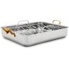 imageGreenPan Reserve 16quot x 13quot TriPly Stainless Steel Roasting Pan with Roaster Rack Multiclad Cookware Induction Suitable Gold Stainless Steel Handles Dishwasher ampamp Oven Safe SilverStainless Steel