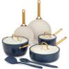 imageGreenPan Nonstick Reserve Pro 10 Piece Cookware Set NSF Certified Ceramic Hard Anodized PFASFree Pots ampamp Pans Set with Lids Stainless Steel Handles Oven ampamp Dishwasher Safe Oyster GrayTwilight Blue