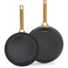 imageGreenPan Nonstick Reserve Pro 10 ampamp 12 Frying Pan Set NSF Certified Ceramic Hard Anodized PFASFree Skillets Stainless Steel Handles Oven ampamp Dishwasher Safe Glacier BlueBlack