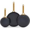 imageGreenPan Nonstick Reserve Pro 8quot 10quot ampamp 12 Frying Pan Set NSF Certified Ceramic Hard Anodized PFASFree Skillets Stainless Steel Handles Oven ampamp Dishwasher Safe Moss GreenBlack