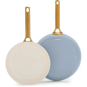 imageGreenPan Nonstick Reserve Pro 10 ampamp 12 Frying Pan Set NSF Certified Ceramic Hard Anodized PFASFree Skillets Stainless Steel Handles Oven ampamp Dishwasher Safe Glacier BlueGlacier Blue