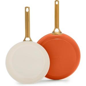imageGreenPan Nonstick Reserve Pro 10 ampamp 12 Frying Pan Set NSF Certified Ceramic Hard Anodized PFASFree Skillets Stainless Steel Handles Oven ampamp Dishwasher Safe Glacier BlueHarvest Orange