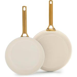 imageGreenPan Nonstick Reserve Pro 10 ampamp 12 Frying Pan Set NSF Certified Ceramic Hard Anodized PFASFree Skillets Stainless Steel Handles Oven ampamp Dishwasher Safe Glacier BlueCream White