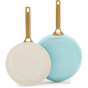 imageGreenPan Nonstick Reserve Pro 10 ampamp 12 Frying Pan Set NSF Certified Ceramic Hard Anodized PFASFree Skillets Stainless Steel Handles Oven ampamp Dishwasher Safe Glacier BlueSeaside Blue