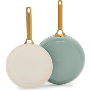 imageGreenPan Nonstick Reserve Pro 10 ampamp 12 Frying Pan Set NSF Certified Ceramic Hard Anodized PFASFree Skillets Stainless Steel Handles Oven ampamp Dishwasher Safe Glacier BlueMoss Green