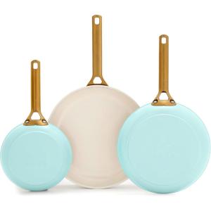 imageGreenPan Nonstick Reserve Pro 8quot 10quot ampamp 12 Frying Pan Set NSF Certified Ceramic Hard Anodized PFASFree Skillets Stainless Steel Handles Oven ampamp Dishwasher Safe Moss GreenSeaside Blue