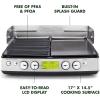 imageGreenPan Elite XL Smokeless Grill and Griddle Healthy Ceramic Nonstick InterchangeableRemoveable Cast Aluminum Plates Indoor BBQ Sear Sizzle LCD Display Splash Guard Drip Tray PFASFree BlackStainless Steel