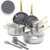 image:imageGreenPan Hybrid 95 amp 11 Nonstick Stainless Steel Frying Pan Set APEX TriPly Thermobond PFASFree Ceramic Skillets Induction amp All Cooktop Compatible Oven Temp to 850F Dishwasher Safe GoldGold