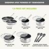 image:imageGreenPan Hybrid 95 amp 11 Nonstick Stainless Steel Frying Pan Set APEX TriPly Thermobond PFASFree Ceramic Skillets Induction amp All Cooktop Compatible Oven Temp to 850F Dishwasher Safe GoldSilver
