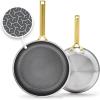 image:imageGreenPan Hybrid 95 amp 11 Nonstick Stainless Steel Frying Pan Set APEX TriPly Thermobond PFASFree Ceramic Skillets Induction amp All Cooktop Compatible Oven Temp to 850F Dishwasher Safe GoldGold
