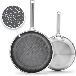 image:imageGreenPan Hybrid 95 amp 11 Nonstick Stainless Steel Frying Pan Set APEX TriPly Thermobond PFASFree Ceramic Skillets Induction amp All Cooktop Compatible Oven Temp to 850F Dishwasher Safe GoldSilver
