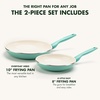 image:imageGreenPan Rio Advanced 10 and 12 Frying Pan Skillet Set Ceramic Nonstick PFASFree Pans Induction Ready Dishwasher and Oven Safe Cream WhiteTurquoise